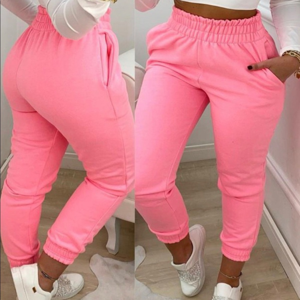 Pink high waisted sweat pants